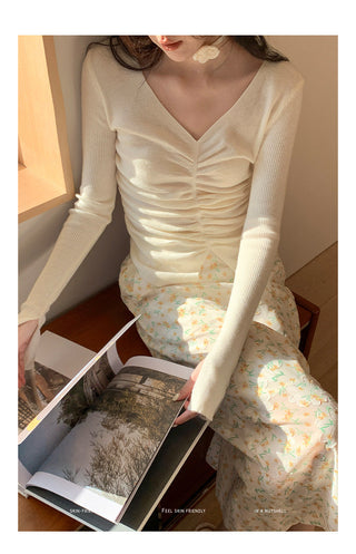 Rose V-neck sweater