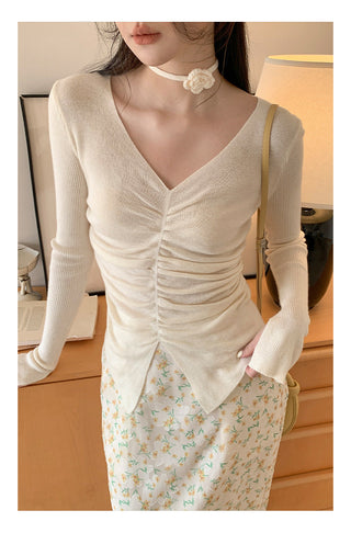 Rose V-neck sweater