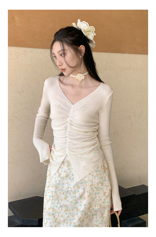 Rose V-neck sweater