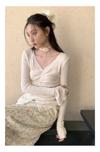 Rose V-neck sweater