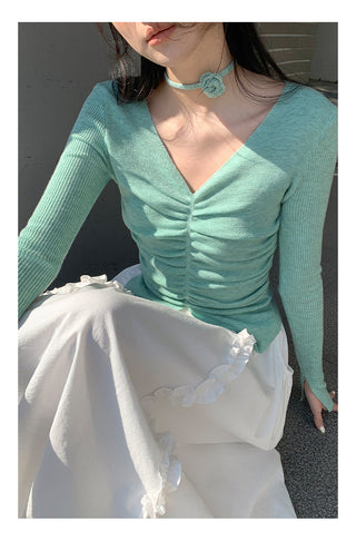 Rose V-neck sweater