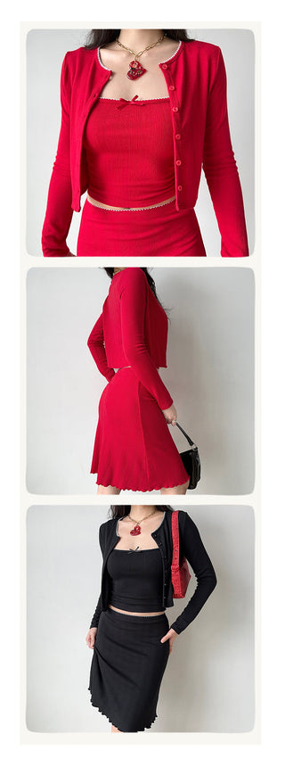 cardigan skirt set
