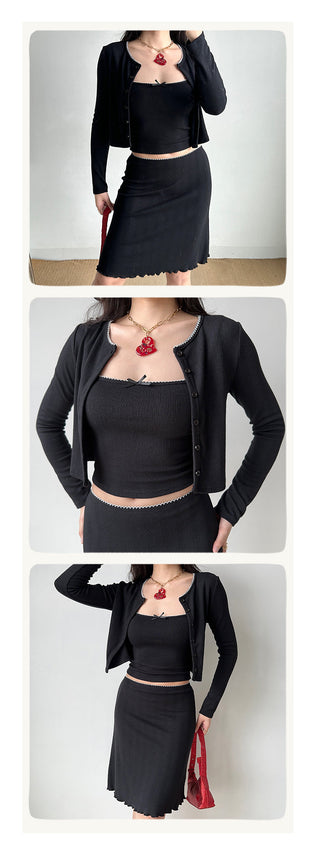 cardigan skirt set