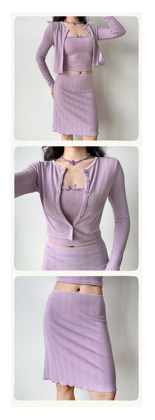 cardigan skirt set