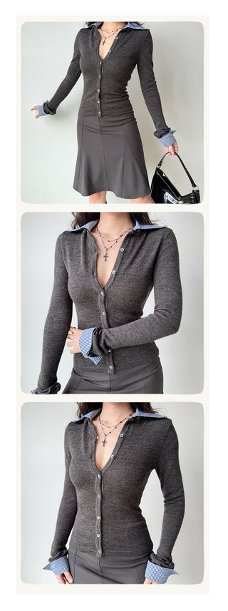 patchwork wool cardigan