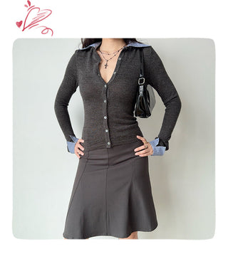 patchwork wool cardigan