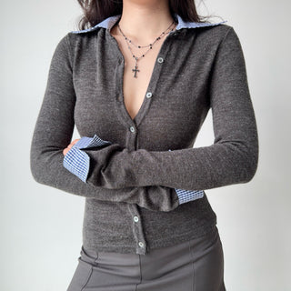 patchwork wool cardigan