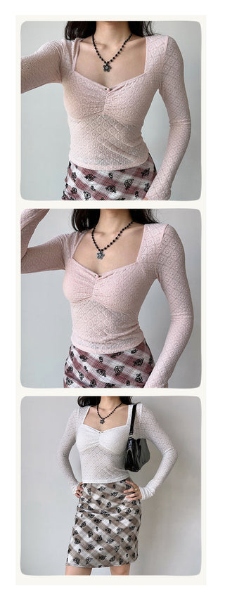 lace square-neck top