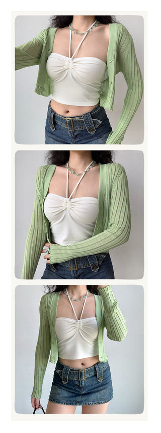 V-neck cardigan top