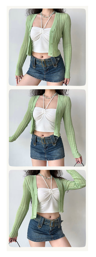 V-neck cardigan top
