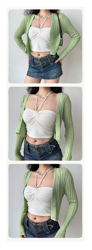 V-neck cardigan top