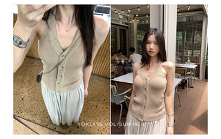 V-neck sleeveless vest