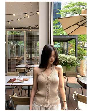 V-neck sleeveless vest