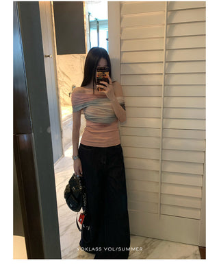 mesh off-shoulder top