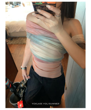 mesh off-shoulder top