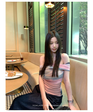 mesh off-shoulder top