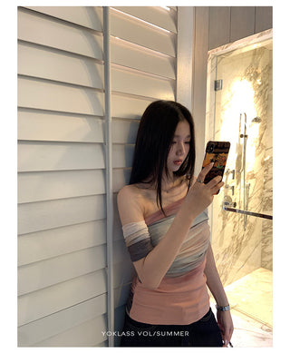 mesh off-shoulder top