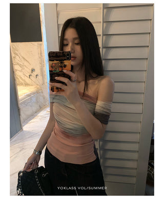 mesh off-shoulder top