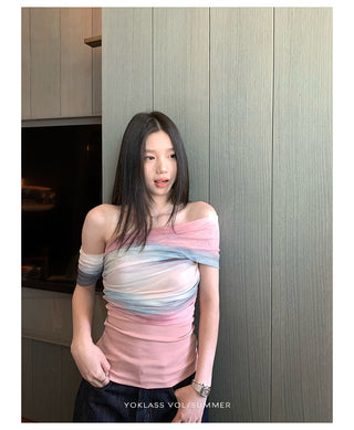 mesh off-shoulder top