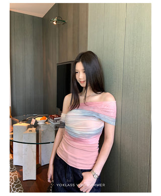 mesh off-shoulder top