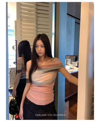 mesh off-shoulder top