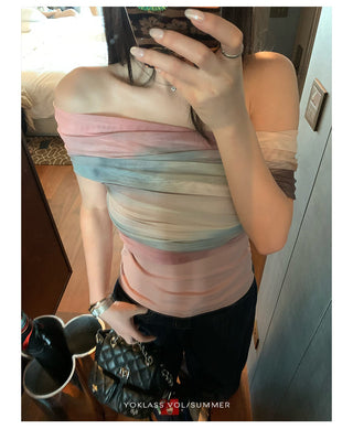 mesh off-shoulder top