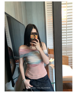 mesh off-shoulder top