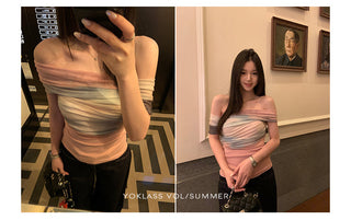 mesh off-shoulder top