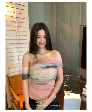 mesh off-shoulder top