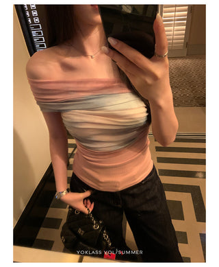 mesh off-shoulder top