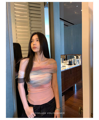 mesh off-shoulder top