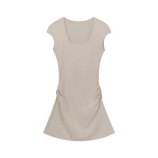 U-collar slim dress