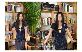 V-neck knit dress