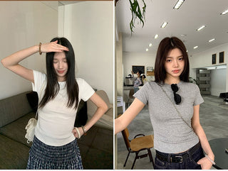 white round neck Top