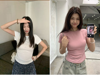 white round neck Top