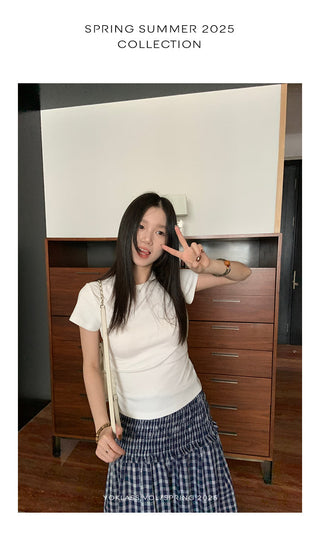 white round neck Top