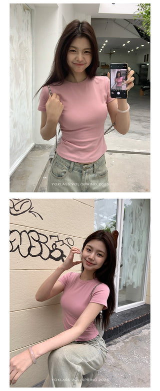 white round neck Top