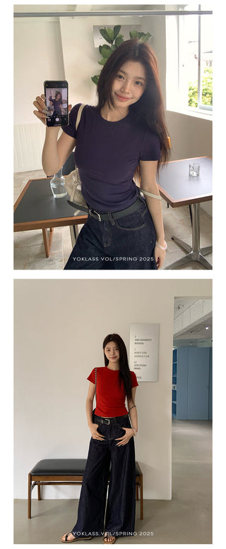 white round neck Top