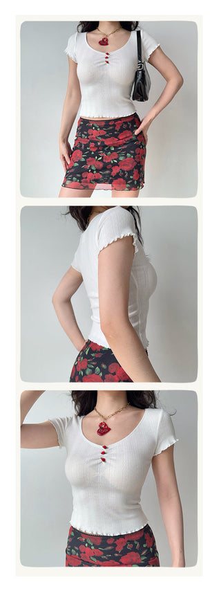 3D flower crop-top
