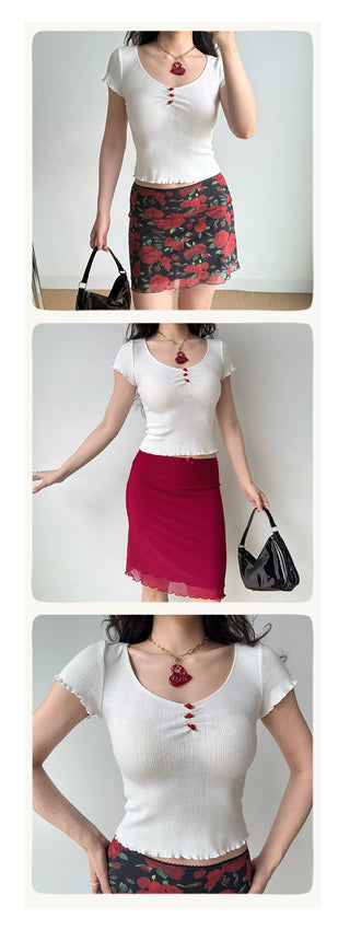 3D flower crop-top