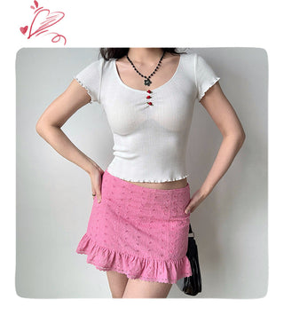 3D flower crop-top