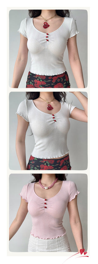 3D flower crop-top