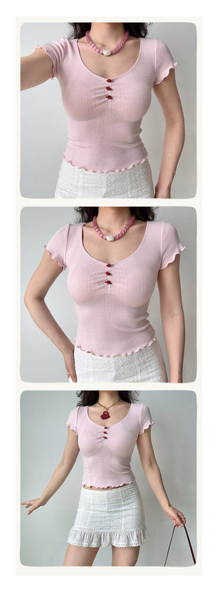 3D flower crop-top