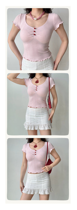 3D flower crop-top