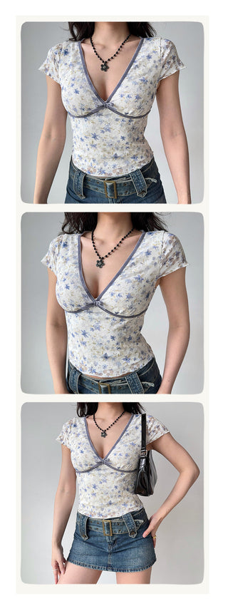 deep V lace top