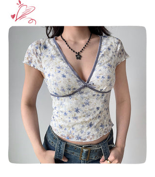 deep V lace top