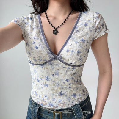 deep V lace top