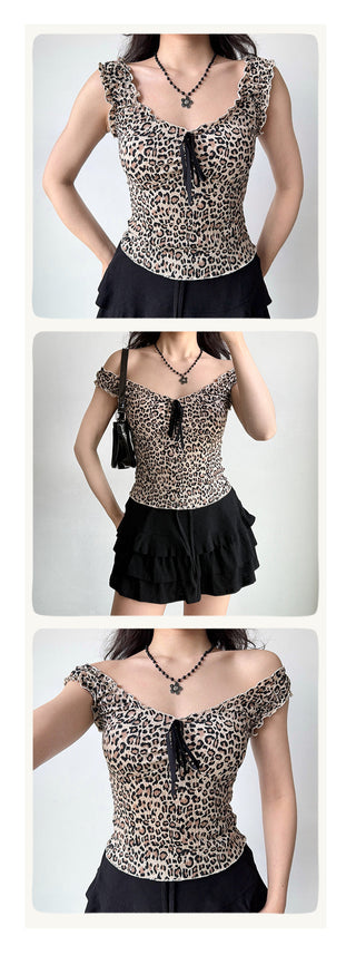 leopard sleeveless vest