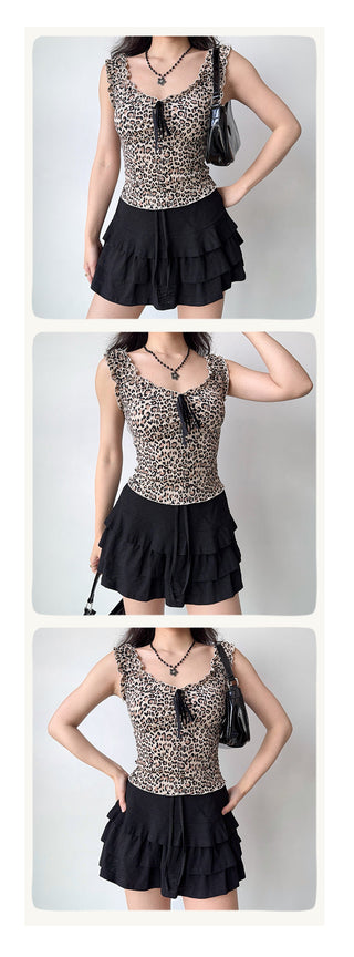 leopard sleeveless vest