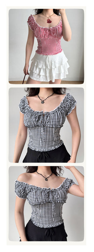 puff plaid shirt